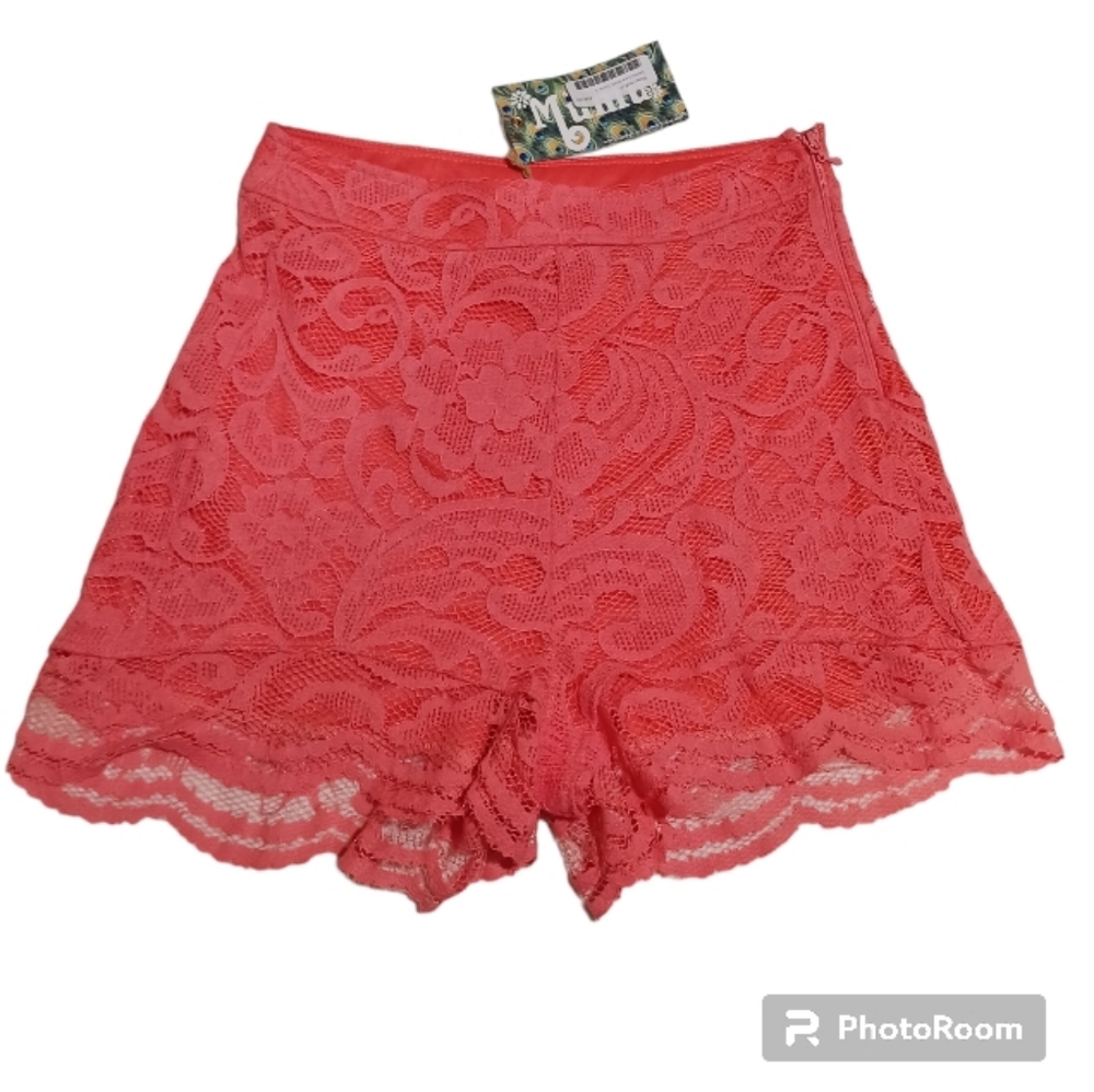 Show Me Your MuMu Sienna Lace Shorts Coral Hot Pants - Picture 2 of 7
